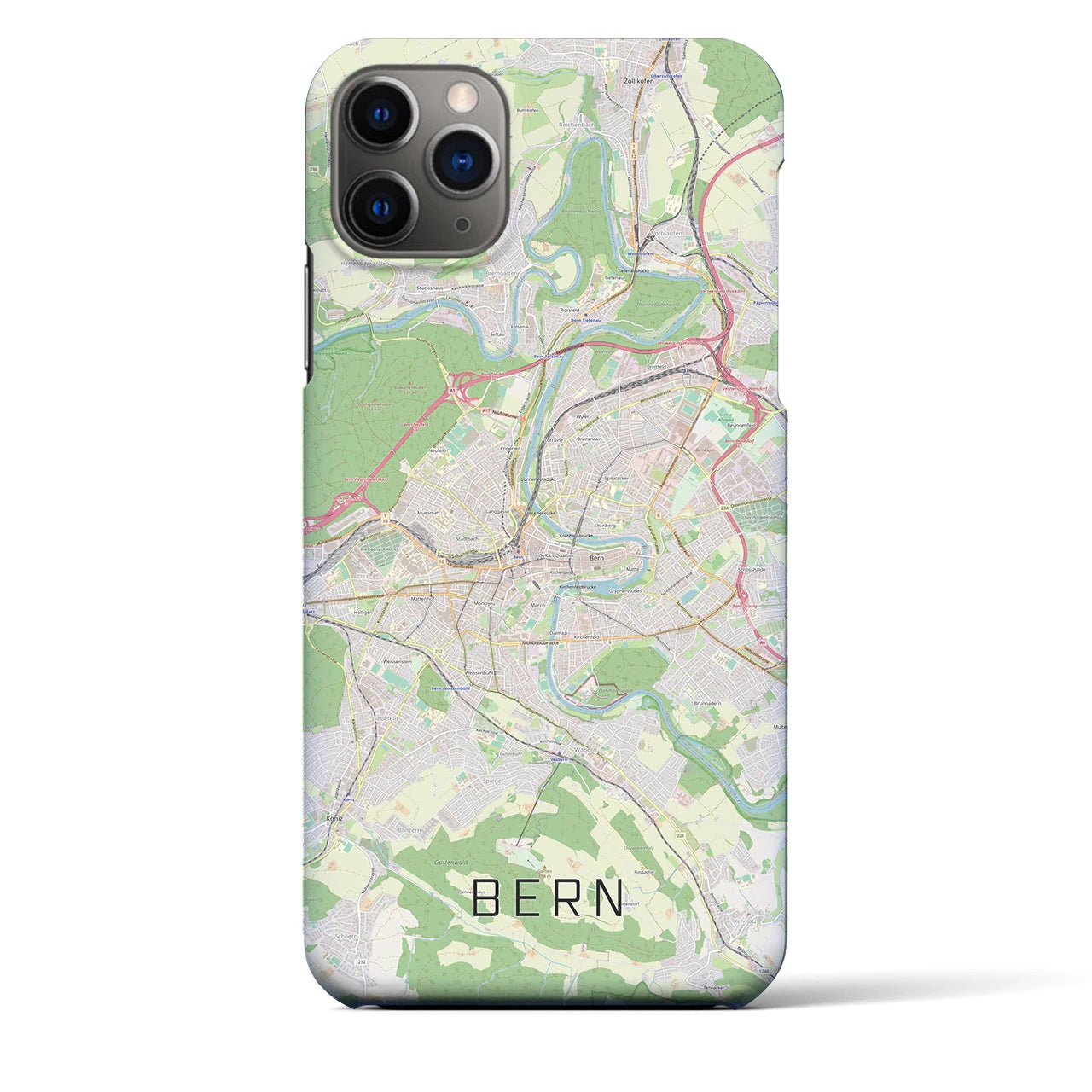 【ベルン】地図柄iPhoneケース（バックカバータイプ・ナチュラル）iPhone 11 Pro Max 用