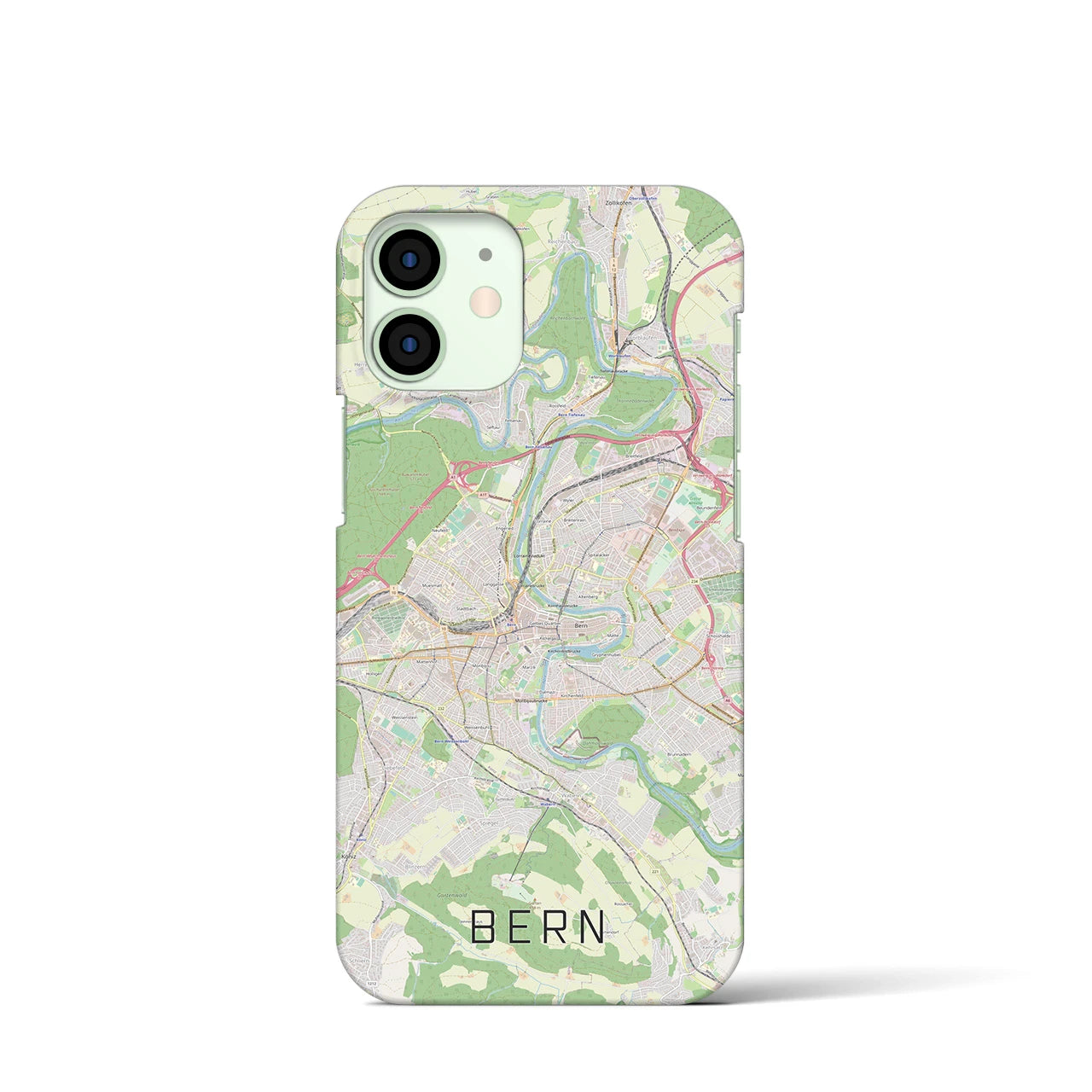 【ベルン】地図柄iPhoneケース（バックカバータイプ・ナチュラル）iPhone 12 mini 用