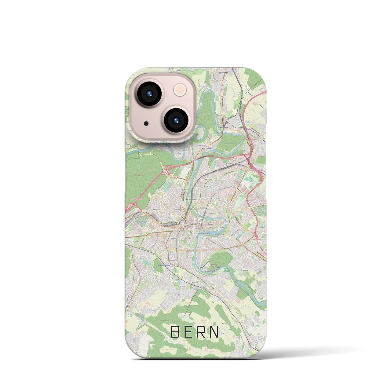 【ベルン】地図柄iPhoneケース（バックカバータイプ・ナチュラル）iPhone 13 mini 用