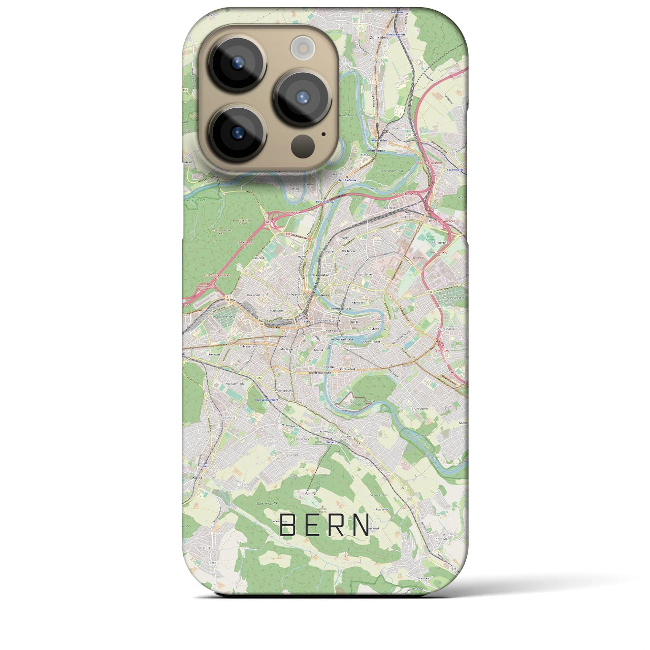 【ベルン】地図柄iPhoneケース（バックカバータイプ・ナチュラル）iPhone 14 Pro Max 用