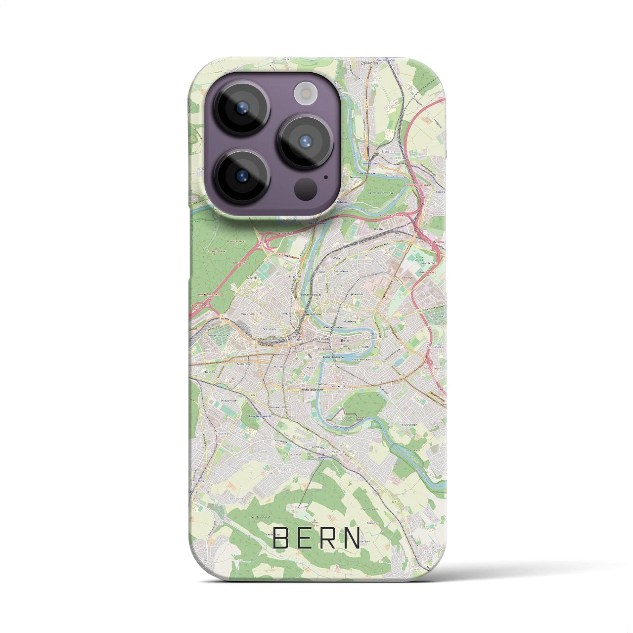 【ベルン】地図柄iPhoneケース（バックカバータイプ・ナチュラル）iPhone 14 Pro 用