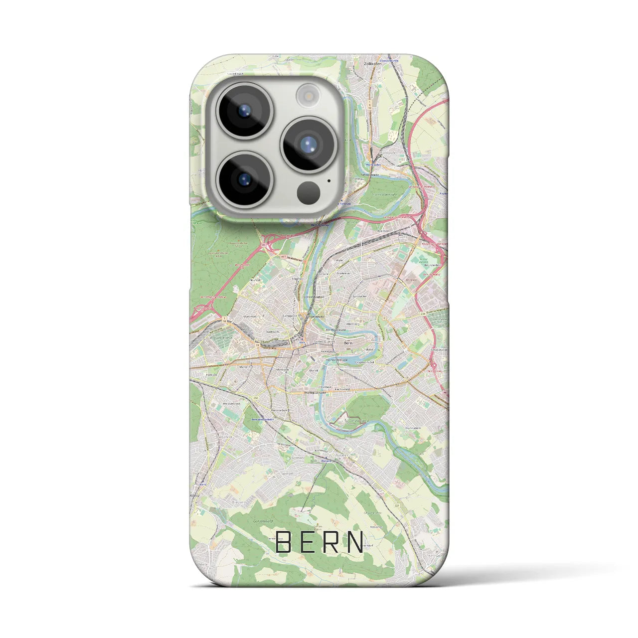 【ベルン】地図柄iPhoneケース（バックカバータイプ・ナチュラル）iPhone 15 Pro 用