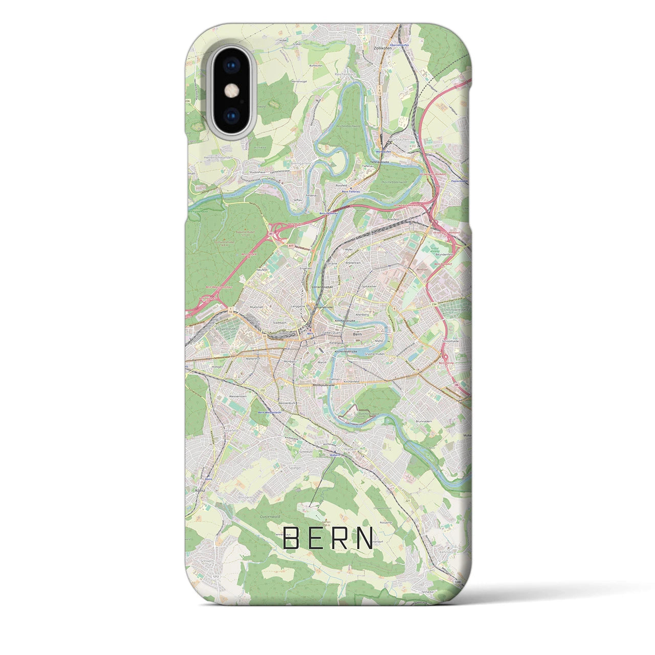 【ベルン】地図柄iPhoneケース（バックカバータイプ・ナチュラル）iPhone XS Max 用