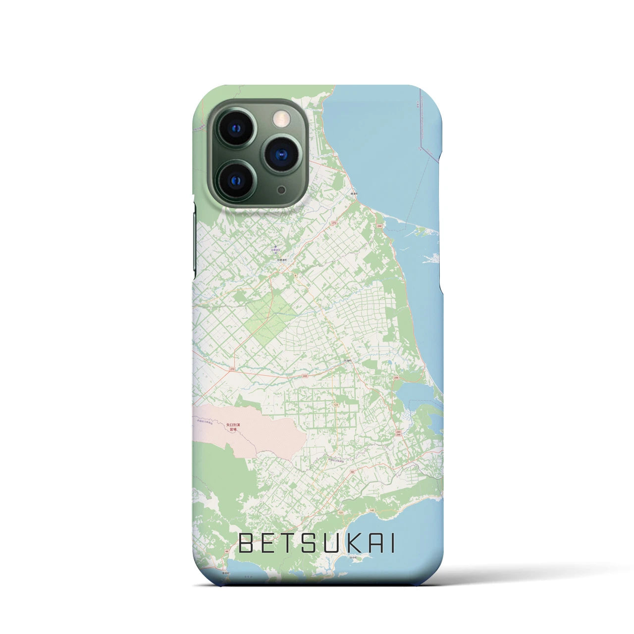 【別海】地図柄iPhoneケース（バックカバータイプ・ナチュラル）iPhone 11 Pro 用