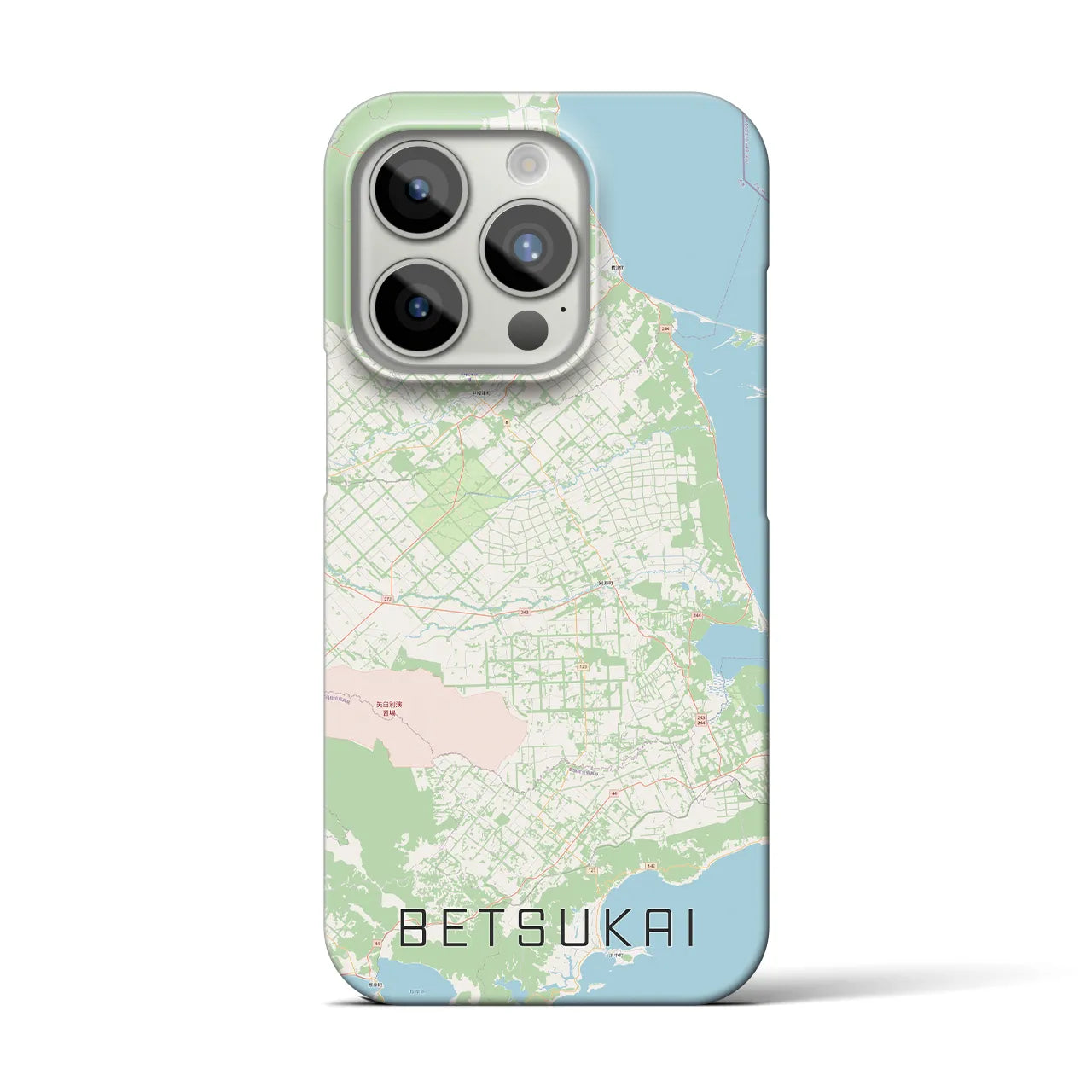 【別海】地図柄iPhoneケース（バックカバータイプ・ナチュラル）iPhone 15 Pro 用