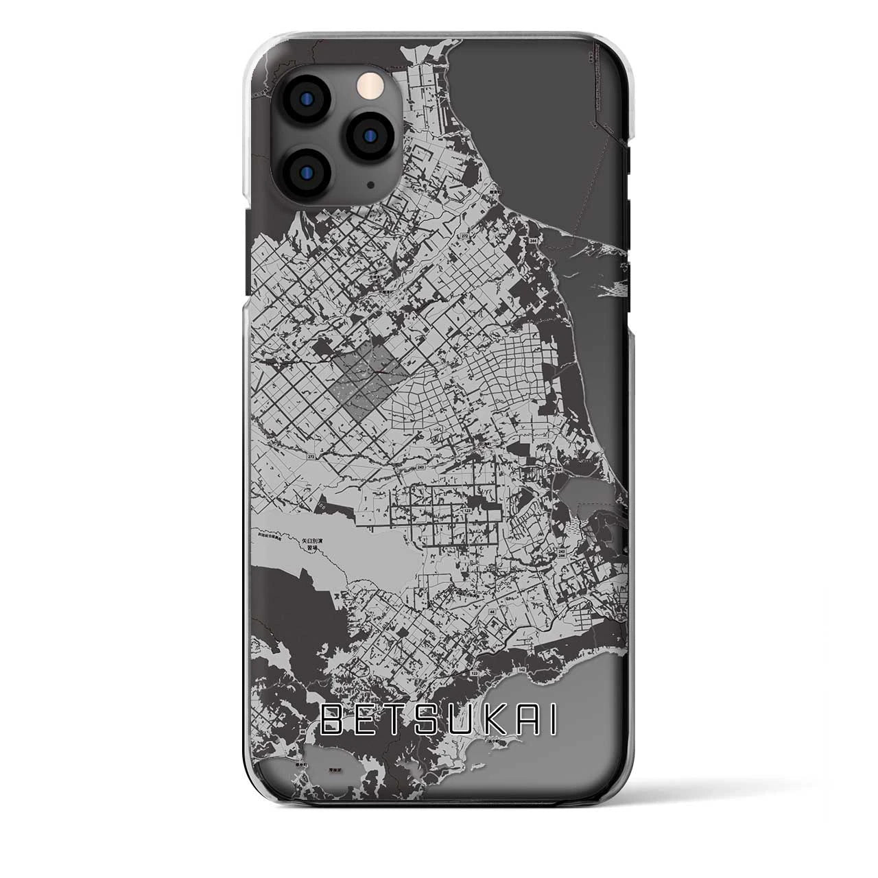 【別海】地図柄iPhoneケース（クリアタイプ・モノトーン）iPhone 11 Pro Max 用