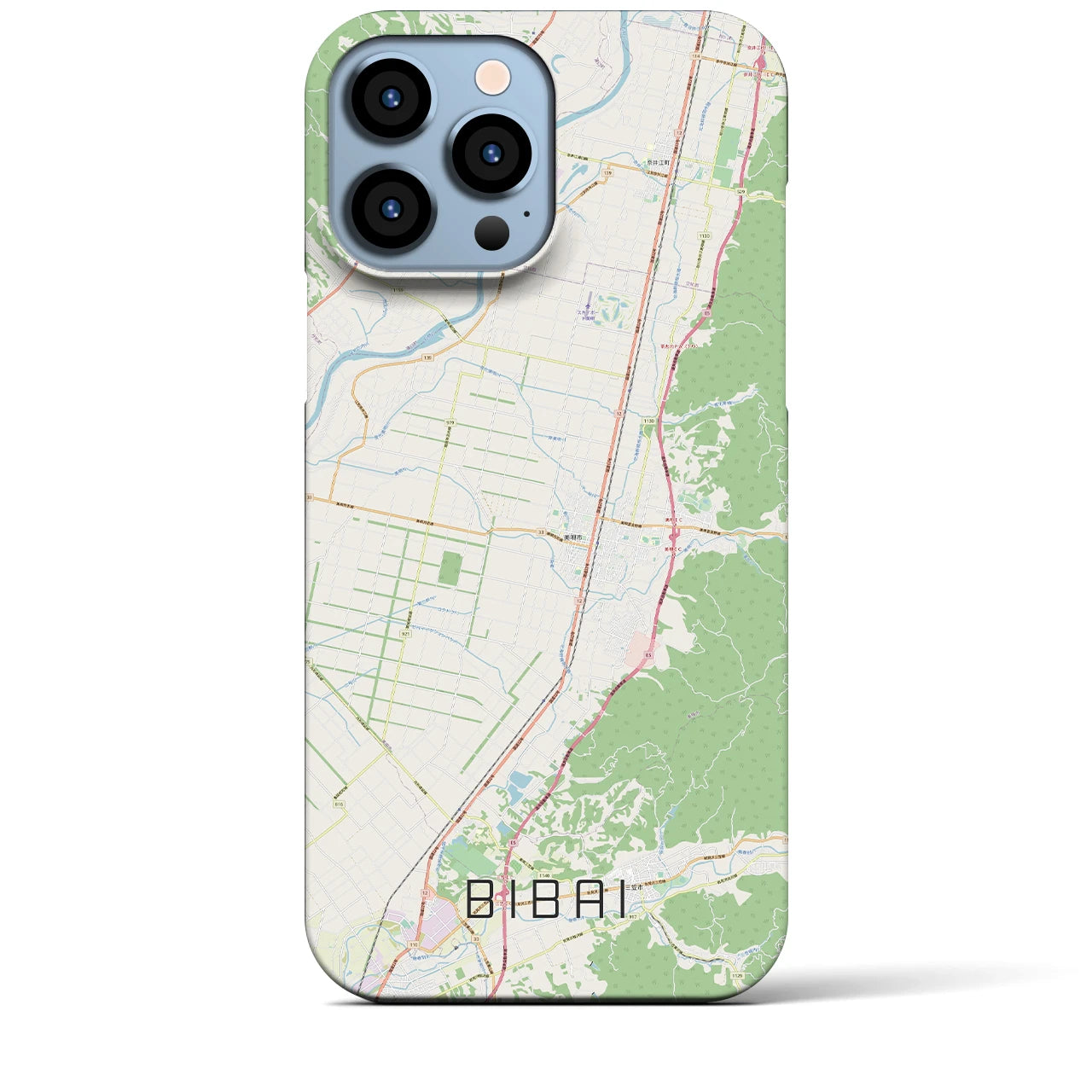 【美唄】地図柄iPhoneケース（バックカバータイプ・ナチュラル）iPhone 13 Pro Max 用