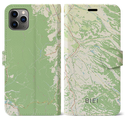 【美瑛（北海道）】地図柄iPhoneケース（手帳タイプ）ナチュラル・iPhone 11 Pro Max 用