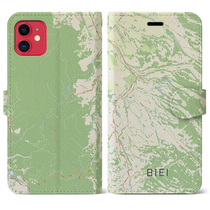 【美瑛（北海道）】地図柄iPhoneケース（手帳タイプ）ナチュラル・iPhone 11 用