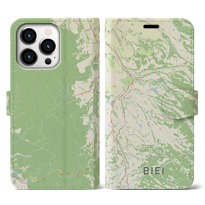 【美瑛（北海道）】地図柄iPhoneケース（手帳タイプ）ナチュラル・iPhone 13 Pro 用