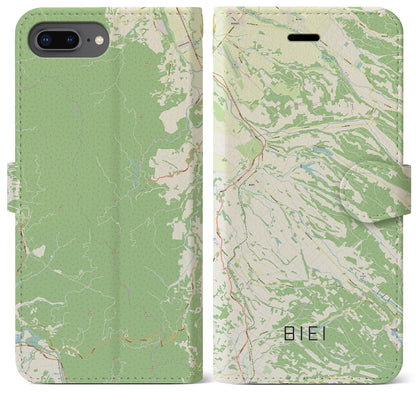 【美瑛（北海道）】地図柄iPhoneケース（手帳タイプ）ナチュラル・iPhone 8Plus /7Plus / 6sPlus / 6Plus 用