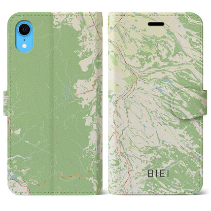 【美瑛（北海道）】地図柄iPhoneケース（手帳タイプ）ナチュラル・iPhone XR 用