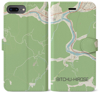 【備中広瀬（岡山県）】地図柄iPhoneケース（手帳タイプ）ナチュラル・iPhone 8Plus /7Plus / 6sPlus / 6Plus 用