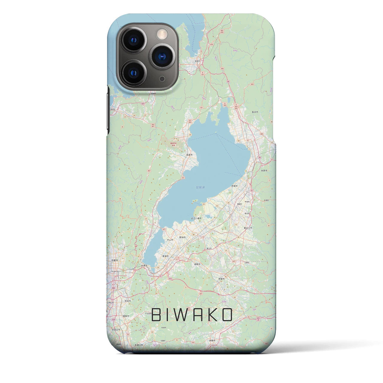 【琵琶湖2】地図柄iPhoneケース（バックカバータイプ・ナチュラル）iPhone 11 Pro Max 用