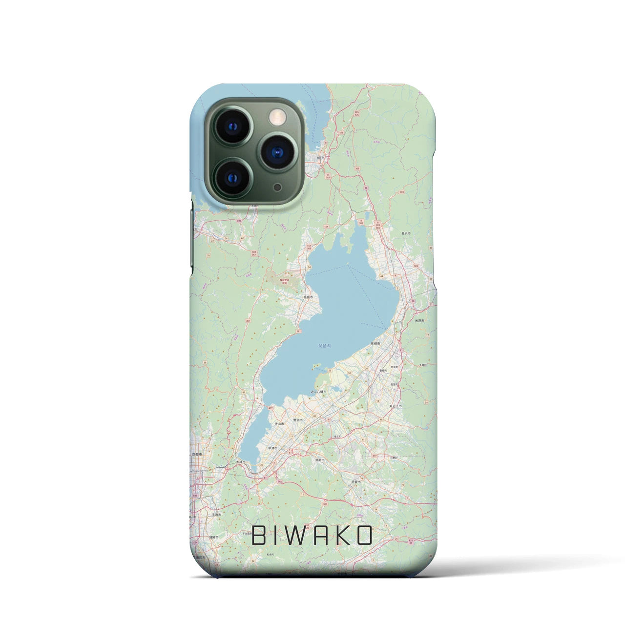 【琵琶湖2】地図柄iPhoneケース（バックカバータイプ・ナチュラル）iPhone 11 Pro 用