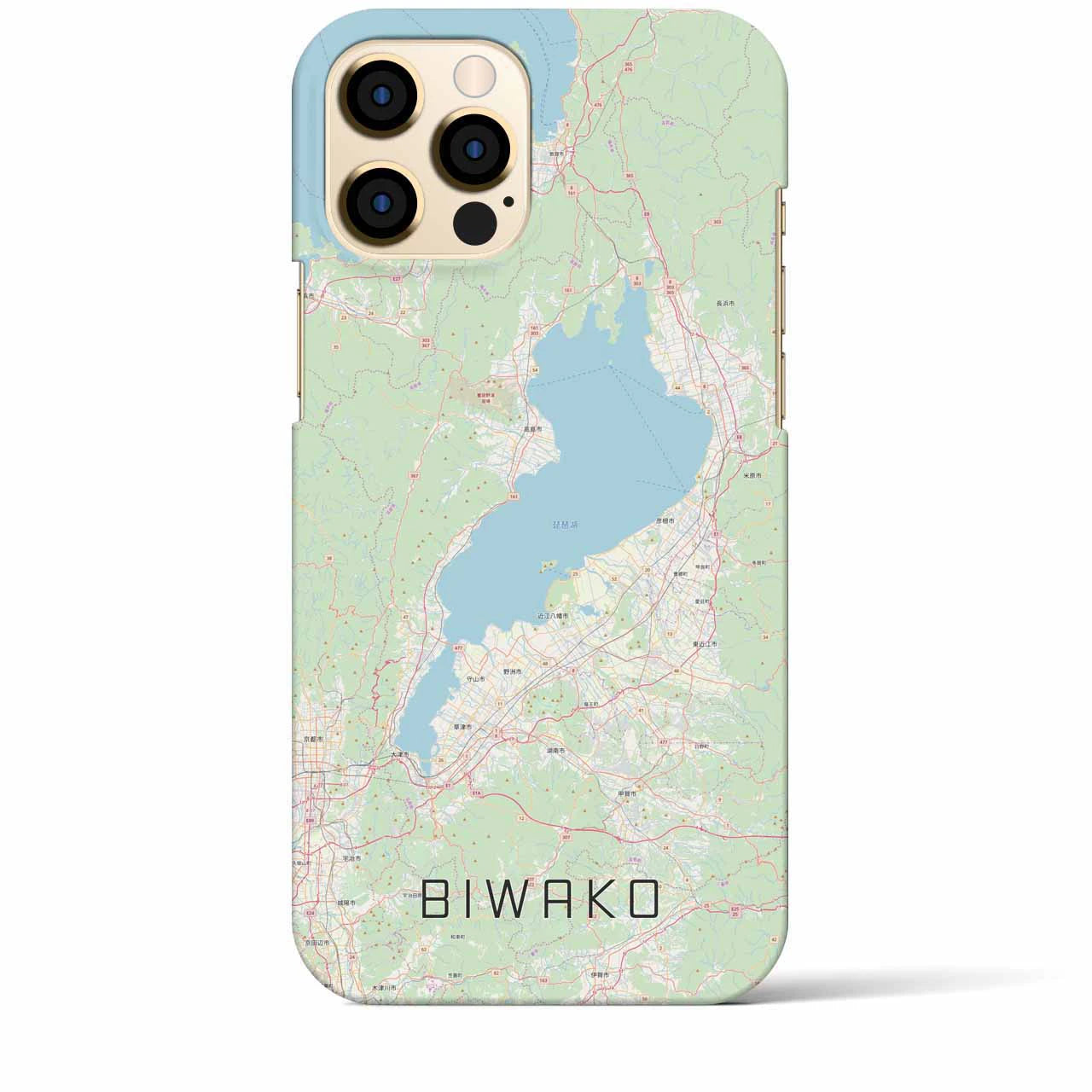 【琵琶湖2】地図柄iPhoneケース（バックカバータイプ・ナチュラル）iPhone 12 Pro Max 用