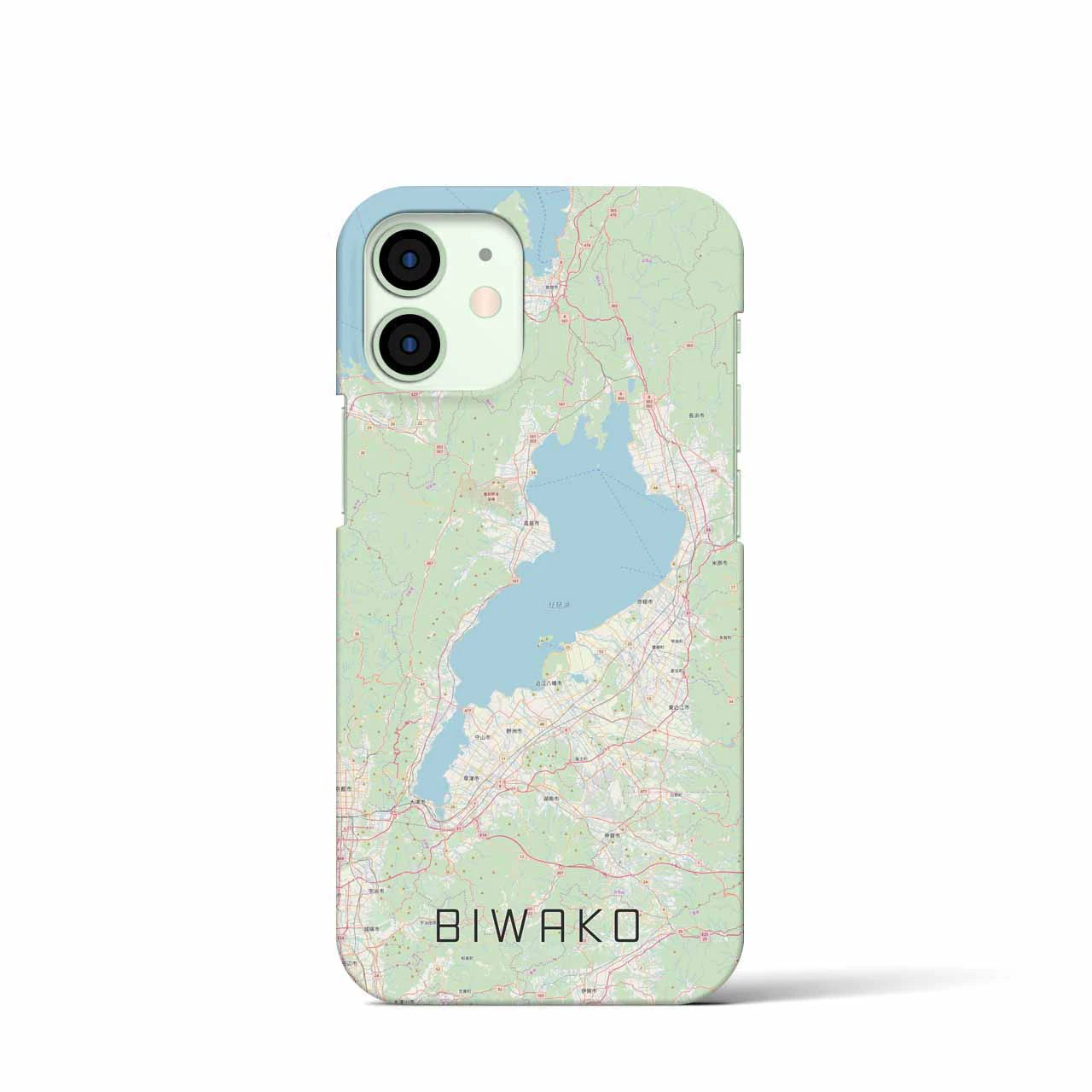 【琵琶湖2】地図柄iPhoneケース（バックカバータイプ・ナチュラル）iPhone 12 mini 用