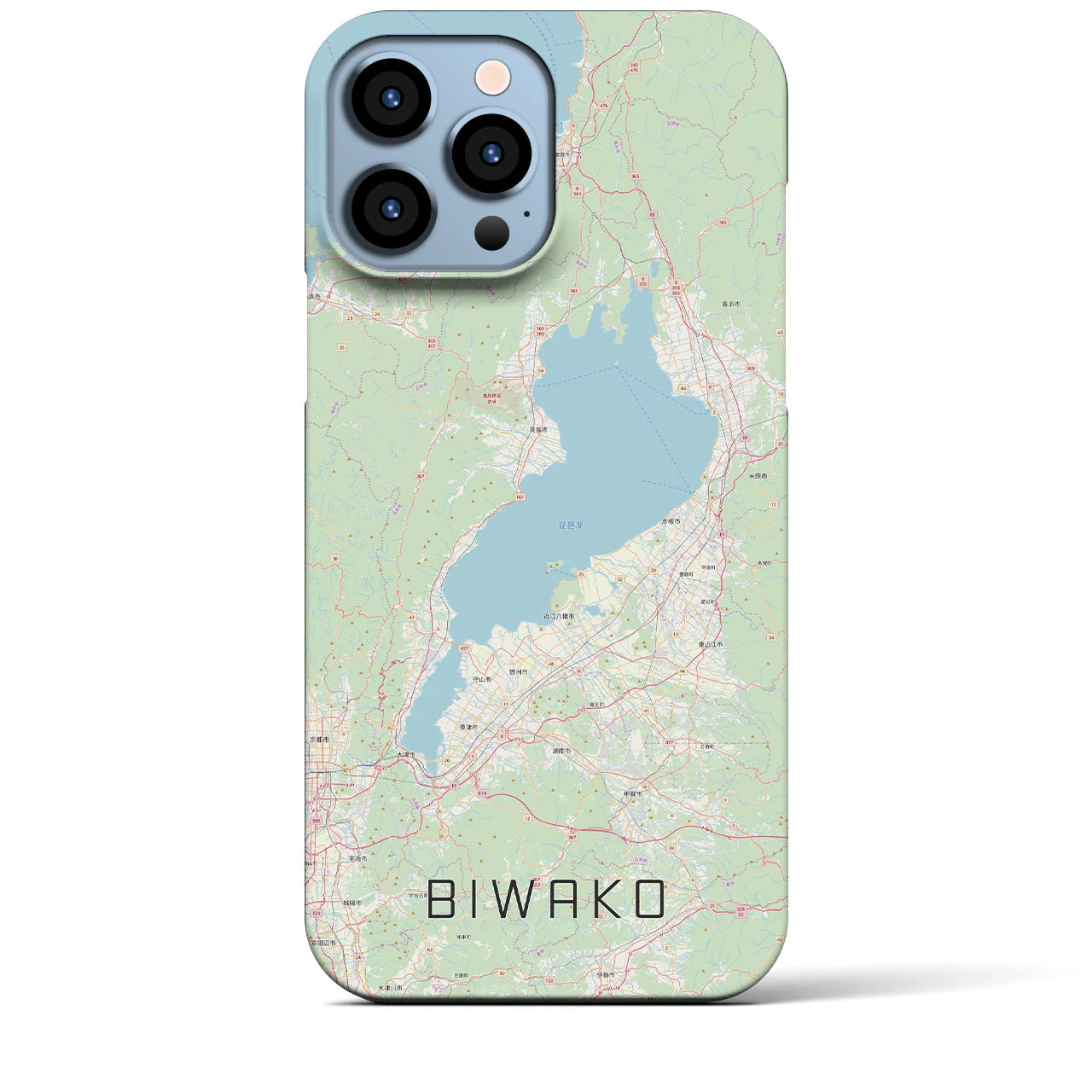 【琵琶湖2】地図柄iPhoneケース（バックカバータイプ・ナチュラル）iPhone 13 Pro Max 用