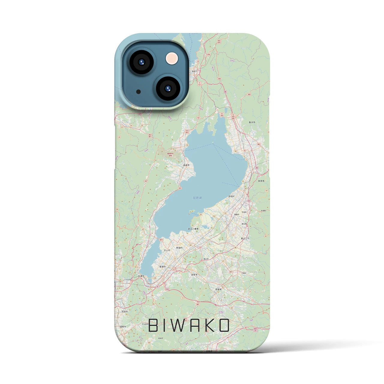 【琵琶湖2】地図柄iPhoneケース（バックカバータイプ・ナチュラル）iPhone 13 用