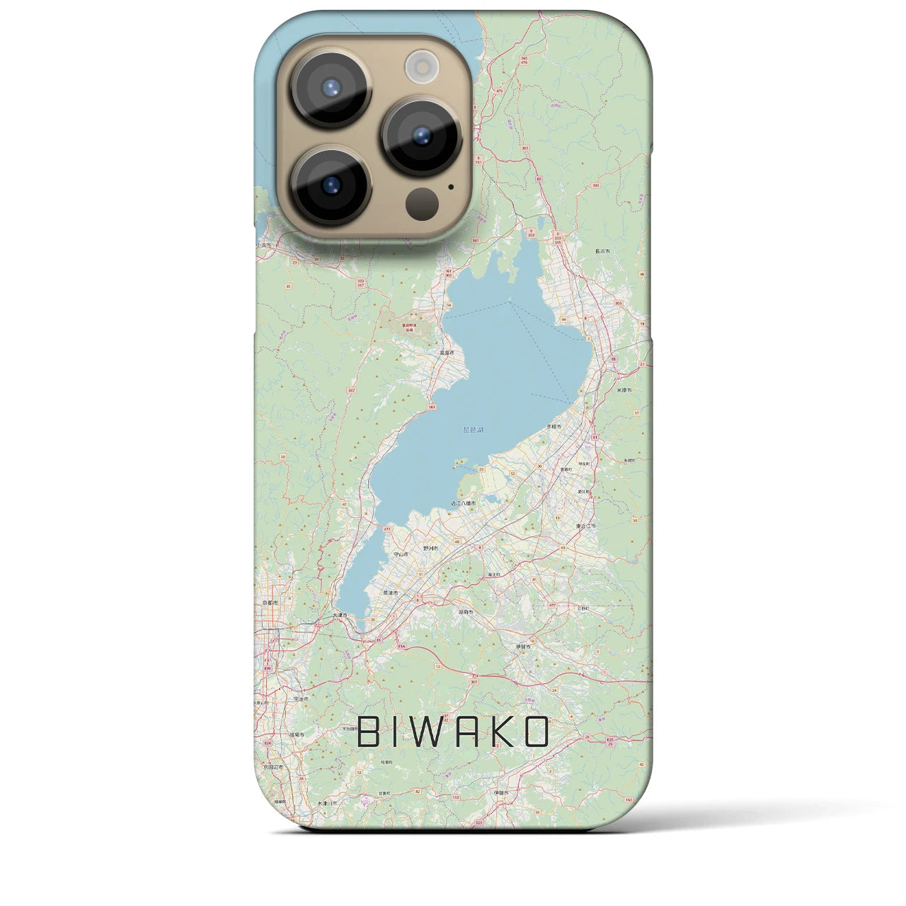 【琵琶湖2】地図柄iPhoneケース（バックカバータイプ・ナチュラル）iPhone 14 Pro Max 用