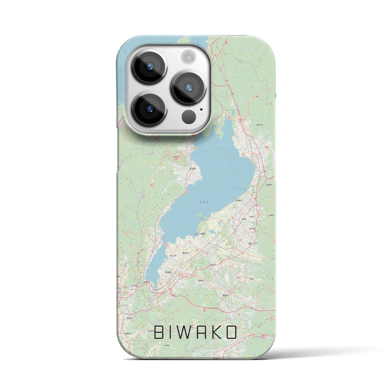 【琵琶湖2】地図柄iPhoneケース（バックカバータイプ・ナチュラル）iPhone 14 Pro 用