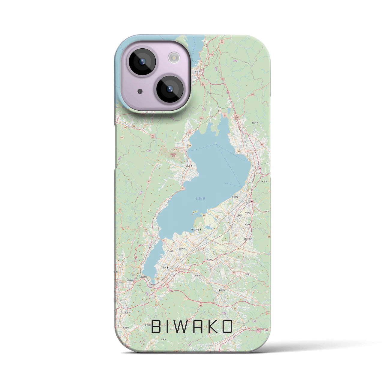 【琵琶湖2】地図柄iPhoneケース（バックカバータイプ・ナチュラル）iPhone 14 用