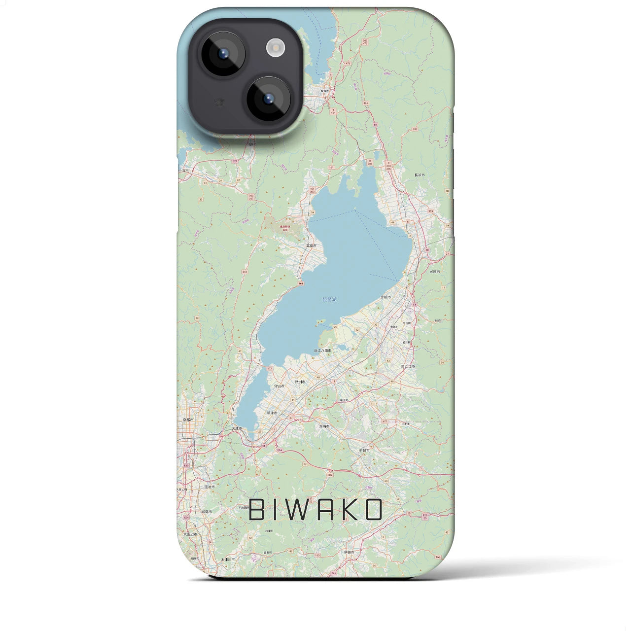 【琵琶湖2】地図柄iPhoneケース（バックカバータイプ・ナチュラル）iPhone 14 Plus 用