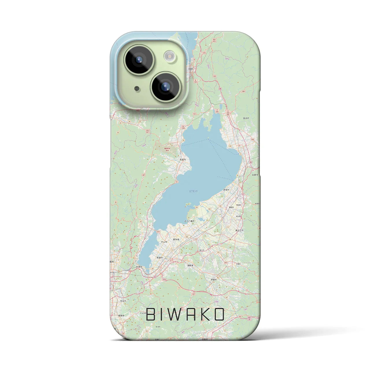 【琵琶湖2】地図柄iPhoneケース（バックカバータイプ・ナチュラル）iPhone 15 用
