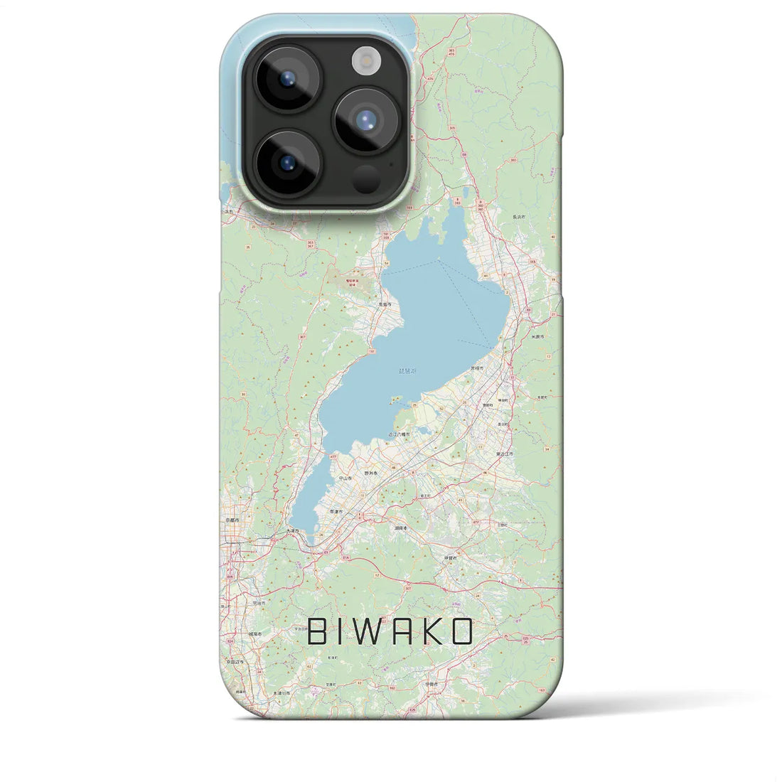 【琵琶湖2】地図柄iPhoneケース（バックカバータイプ・ナチュラル）iPhone 15 Pro Max 用