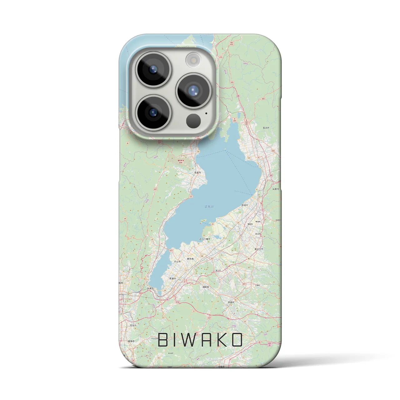 【琵琶湖2】地図柄iPhoneケース（バックカバータイプ・ナチュラル）iPhone 15 Pro 用