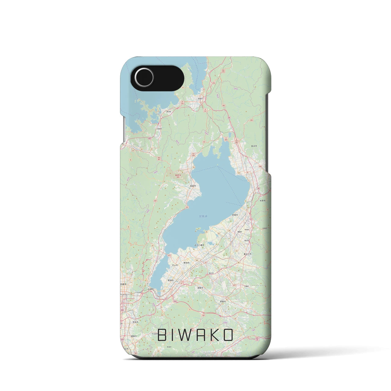 【琵琶湖2】地図柄iPhoneケース（バックカバータイプ・ナチュラル）iPhone SE（第3 / 第2世代） / 8 / 7 / 6s / 6 用
