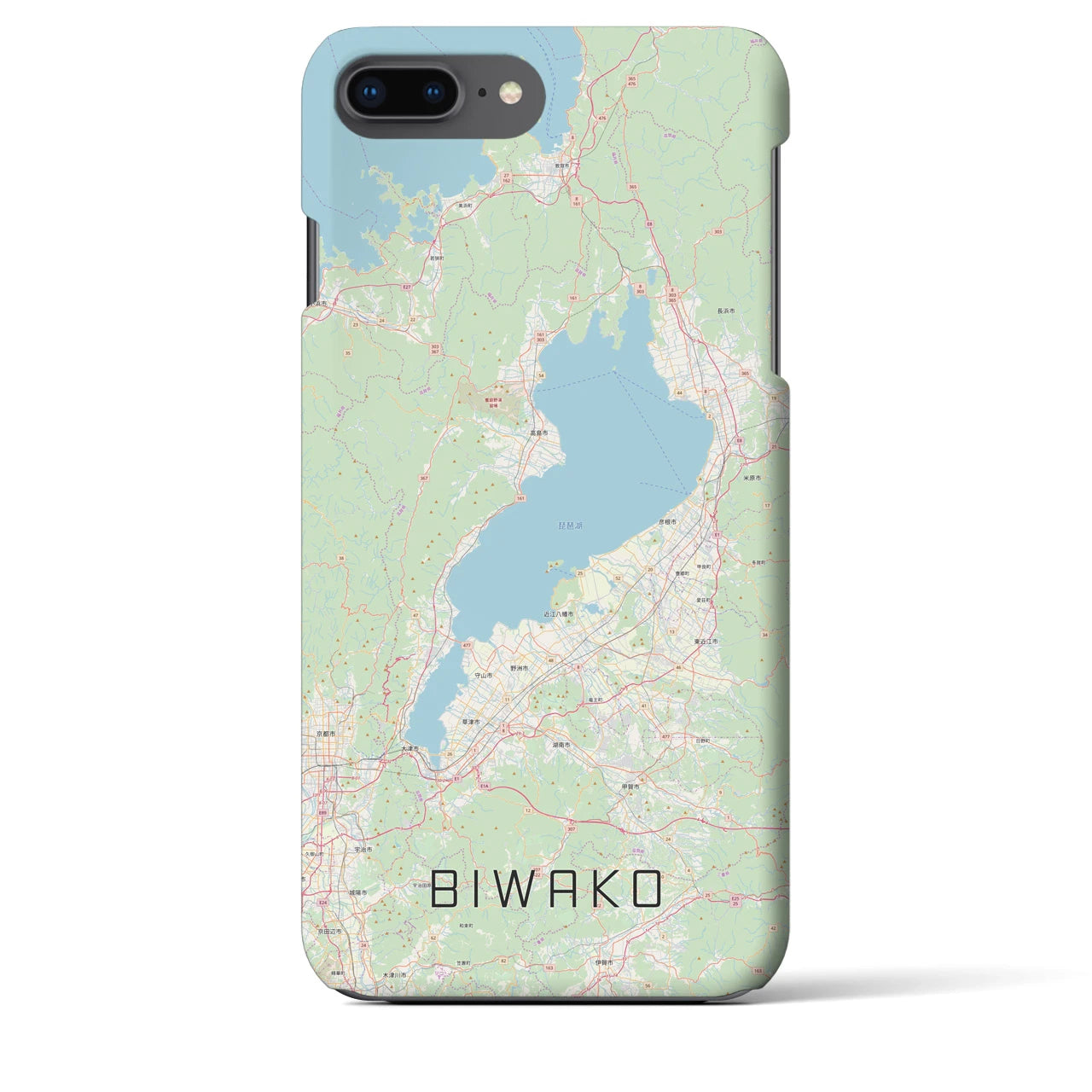 【琵琶湖2】地図柄iPhoneケース（バックカバータイプ・ナチュラル）iPhone 8Plus /7Plus / 6sPlus / 6Plus 用