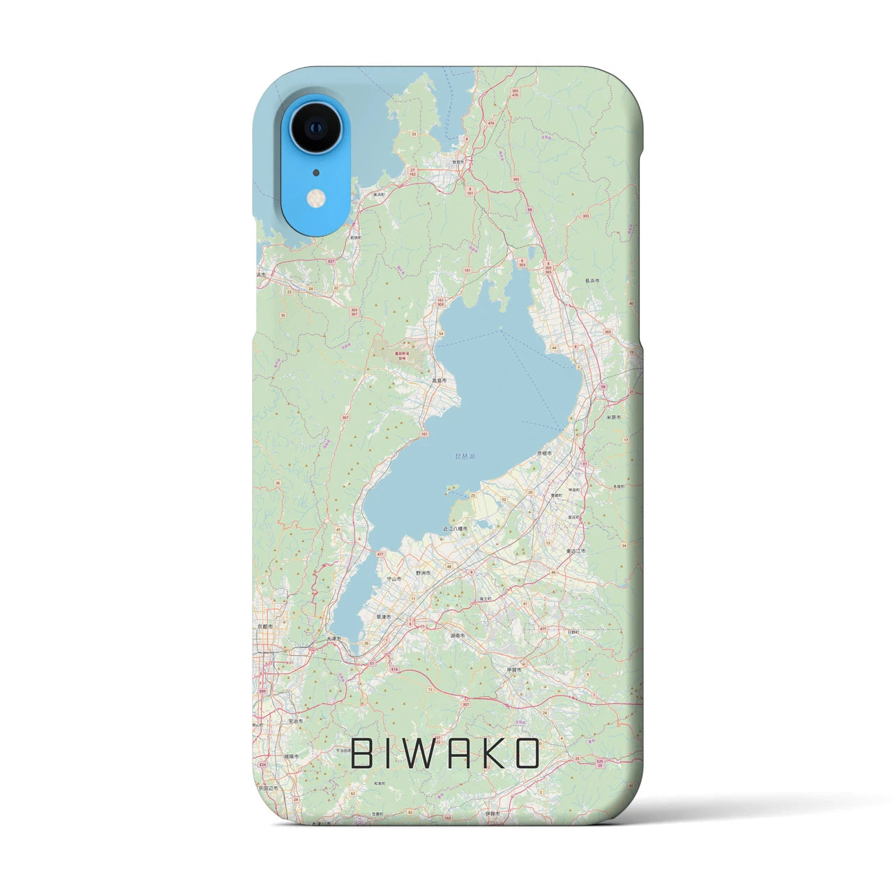 【琵琶湖2】地図柄iPhoneケース（バックカバータイプ・ナチュラル）iPhone XR 用