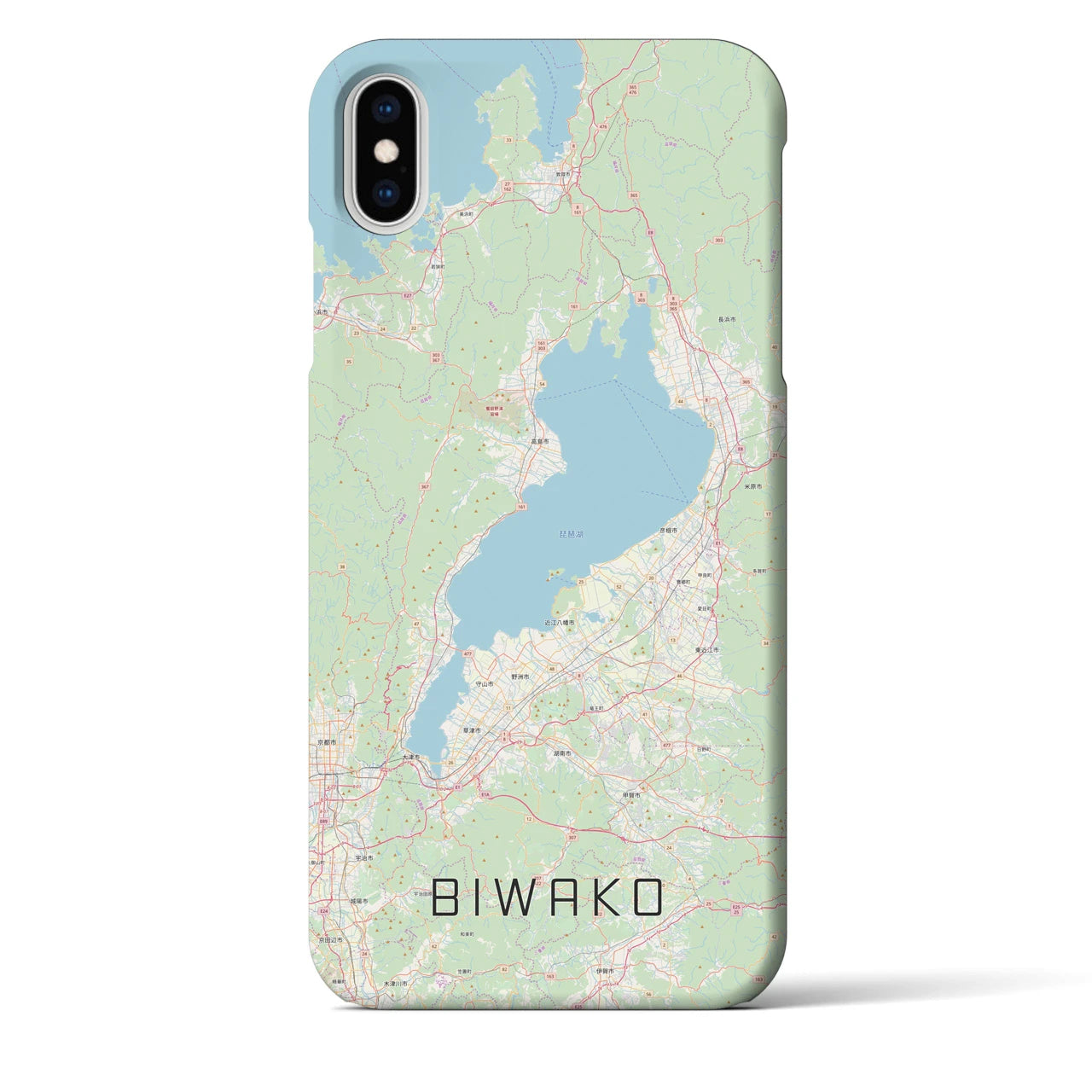 【琵琶湖2】地図柄iPhoneケース（バックカバータイプ・ナチュラル）iPhone XS Max 用