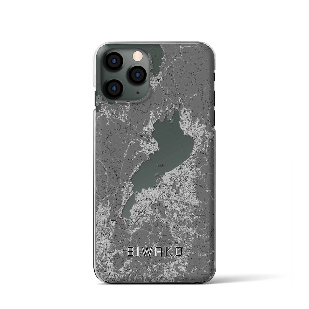 【琵琶湖2】地図柄iPhoneケース（クリアタイプ・モノトーン）iPhone 11 Pro 用