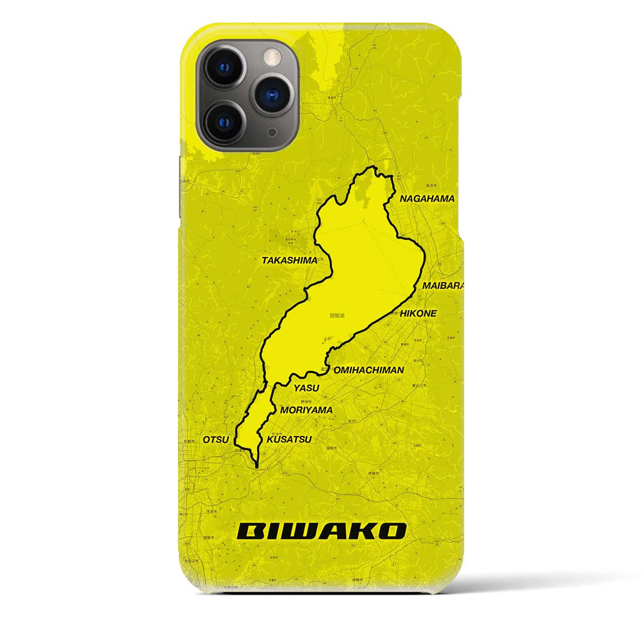 Recipro × Crossfield【琵琶湖】地図柄iPhoneケース（バックカバータイプ・イエロー）iPhone 11 Pro Max 用