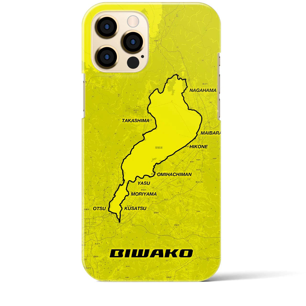 Recipro × Crossfield【琵琶湖】地図柄iPhoneケース（バックカバータイプ・イエロー）iPhone 12 Pro Max 用