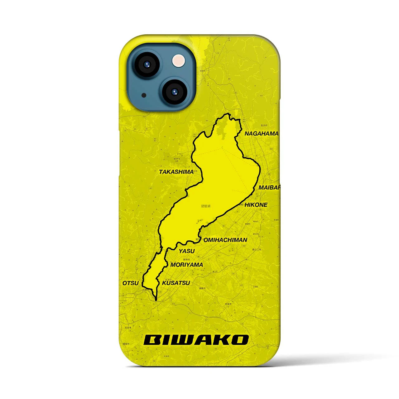 Recipro × Crossfield【琵琶湖】地図柄iPhoneケース（バックカバータイプ・イエロー）iPhone 13 用