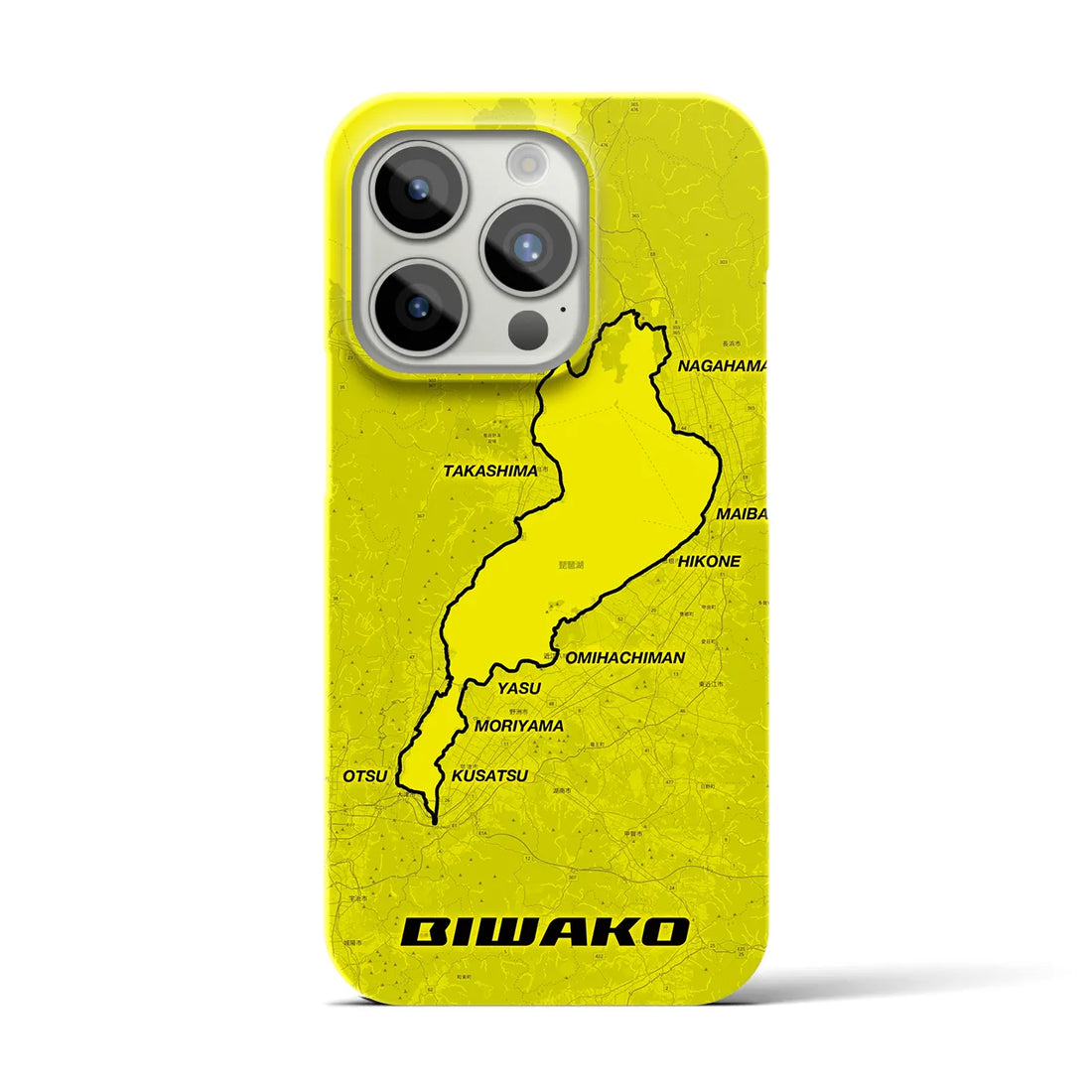 Recipro × Crossfield【琵琶湖】地図柄iPhoneケース（バックカバータイプ・イエロー）iPhone 15 Pro 用