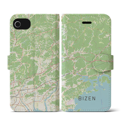 【備前（岡山県）】地図柄iPhoneケース（手帳タイプ）ナチュラル・iPhone SE（第3 / 第2世代） / 8 / 7 / 6s / 6 用