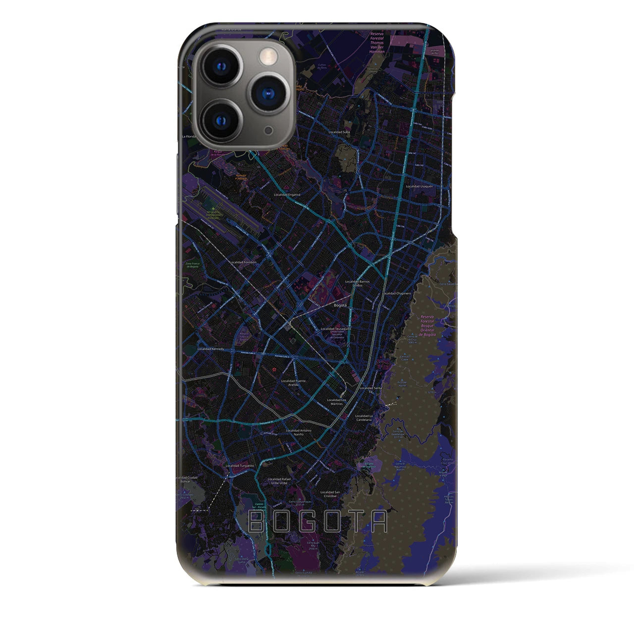 【ボゴタ】地図柄iPhoneケース（バックカバータイプ・ブラック）iPhone 11 Pro Max 用