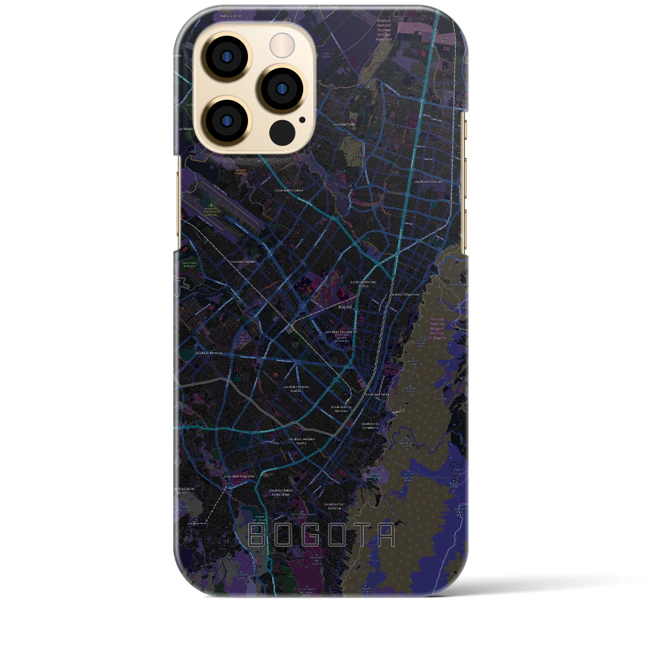 【ボゴタ】地図柄iPhoneケース（バックカバータイプ・ブラック）iPhone 12 Pro Max 用