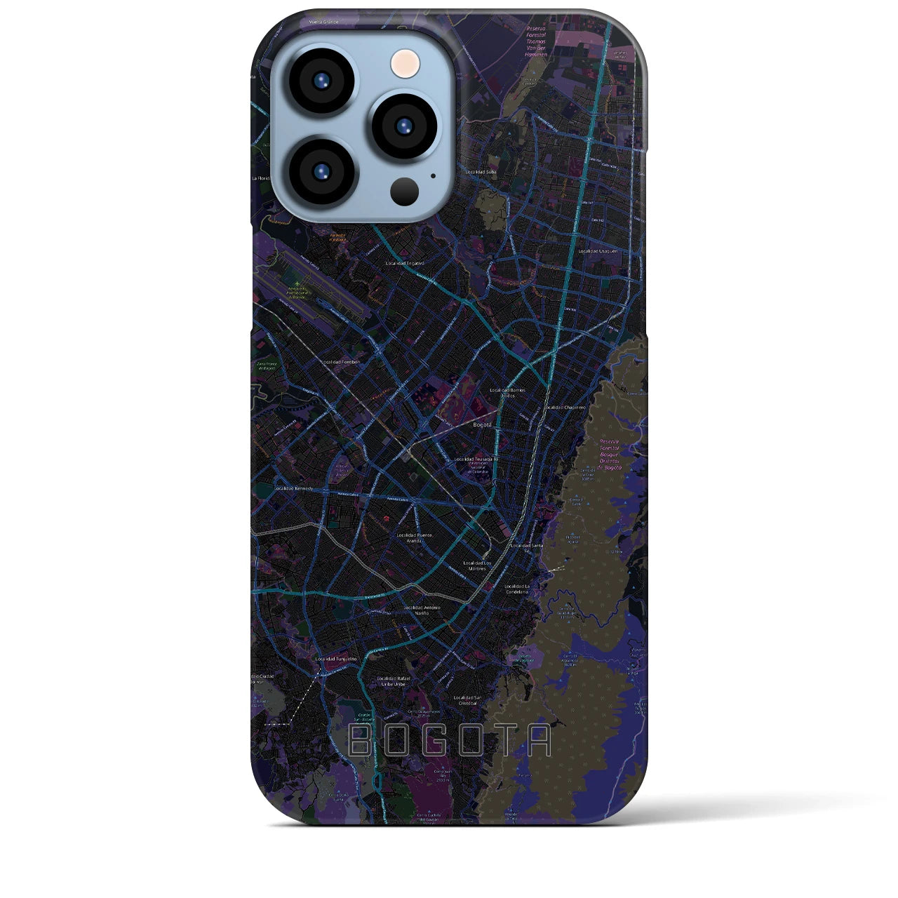 【ボゴタ】地図柄iPhoneケース（バックカバータイプ・ブラック）iPhone 13 Pro Max 用