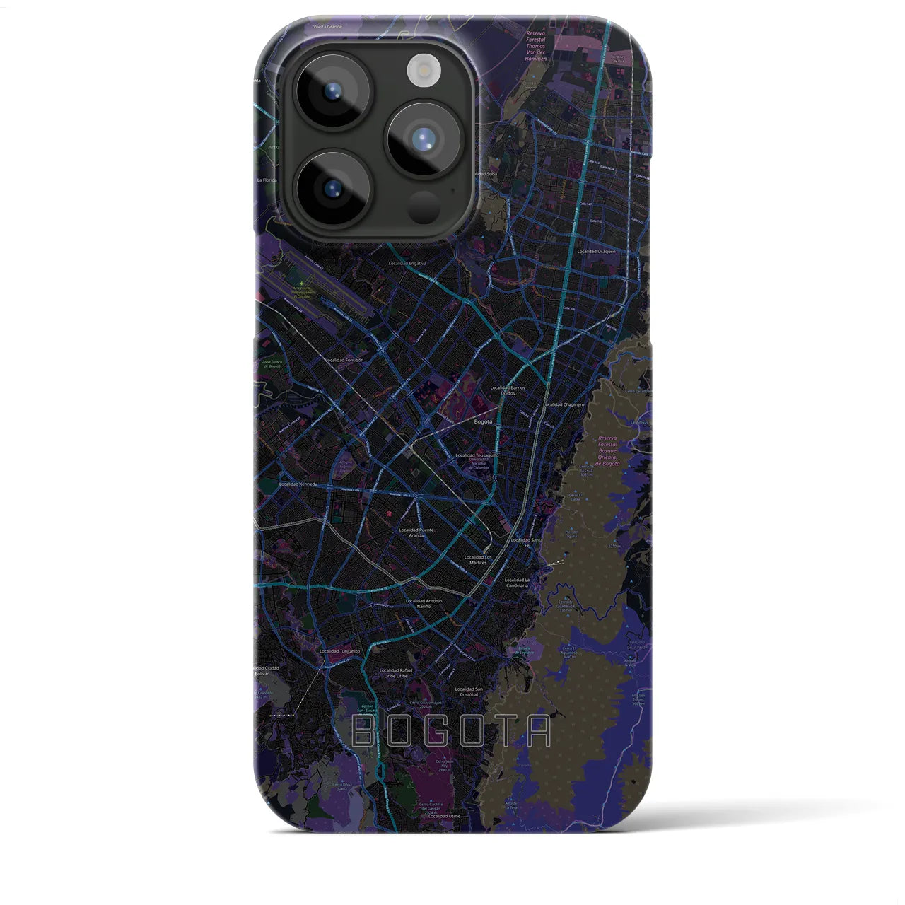 【ボゴタ】地図柄iPhoneケース（バックカバータイプ・ブラック）iPhone 15 Pro Max 用