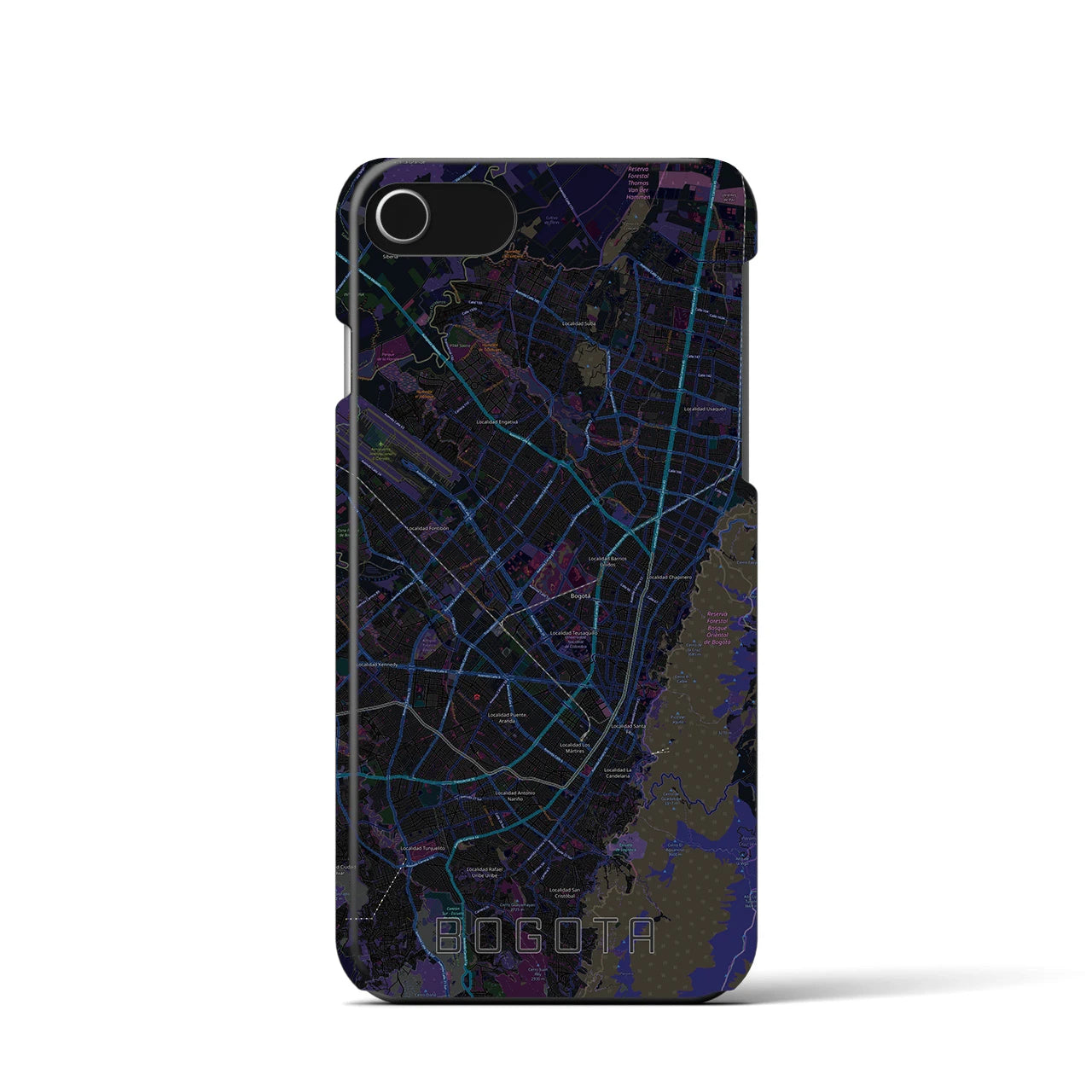 【ボゴタ】地図柄iPhoneケース（バックカバータイプ・ブラック）iPhone SE（第3 / 第2世代） / 8 / 7 / 6s / 6 用