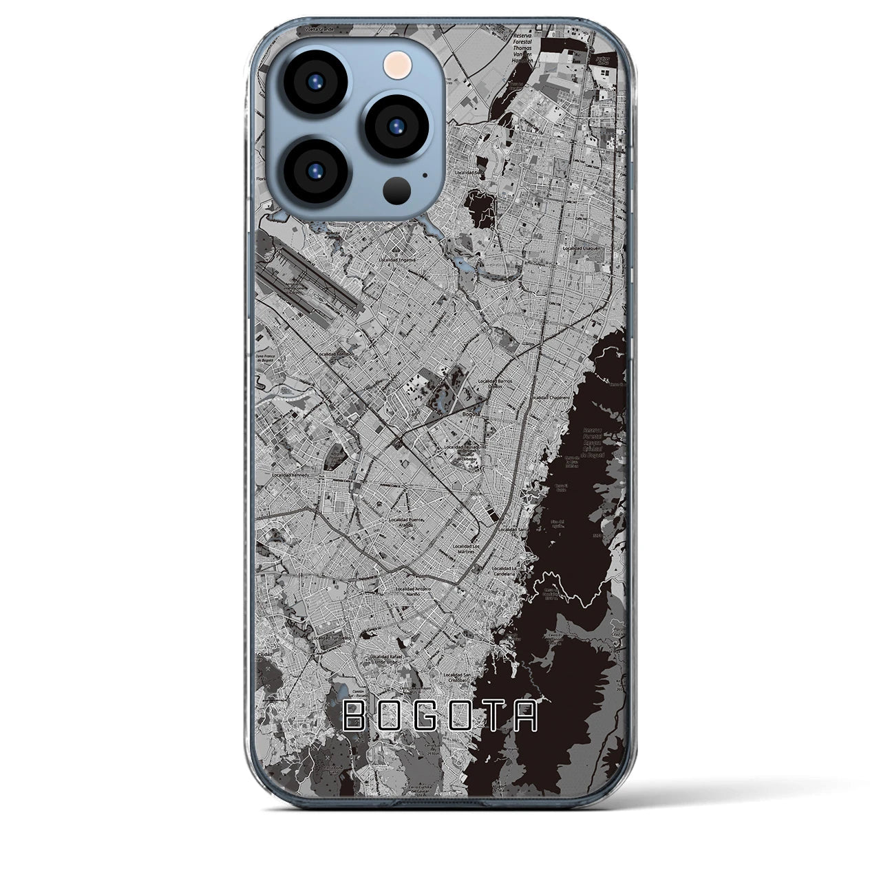 【ボゴタ】地図柄iPhoneケース（クリアタイプ・モノトーン）iPhone 13 Pro Max 用