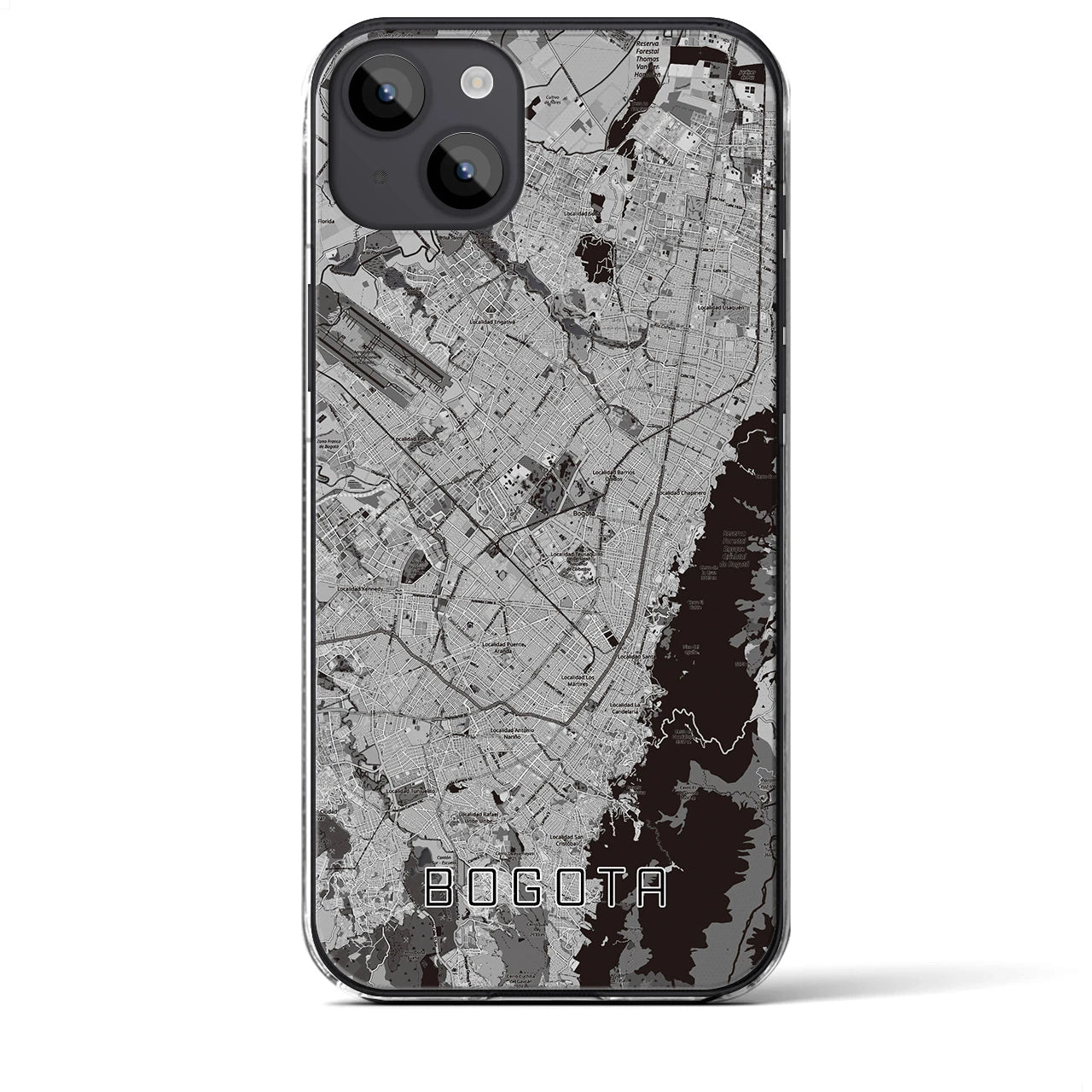 【ボゴタ】地図柄iPhoneケース（クリアタイプ・モノトーン）iPhone 14 Plus 用