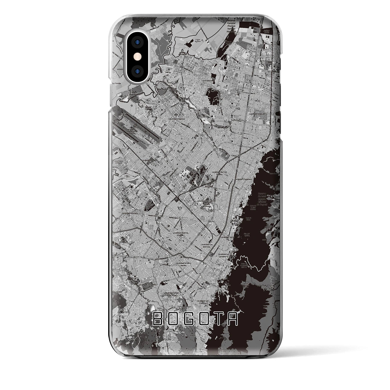 【ボゴタ】地図柄iPhoneケース（クリアタイプ・モノトーン）iPhone XS Max 用