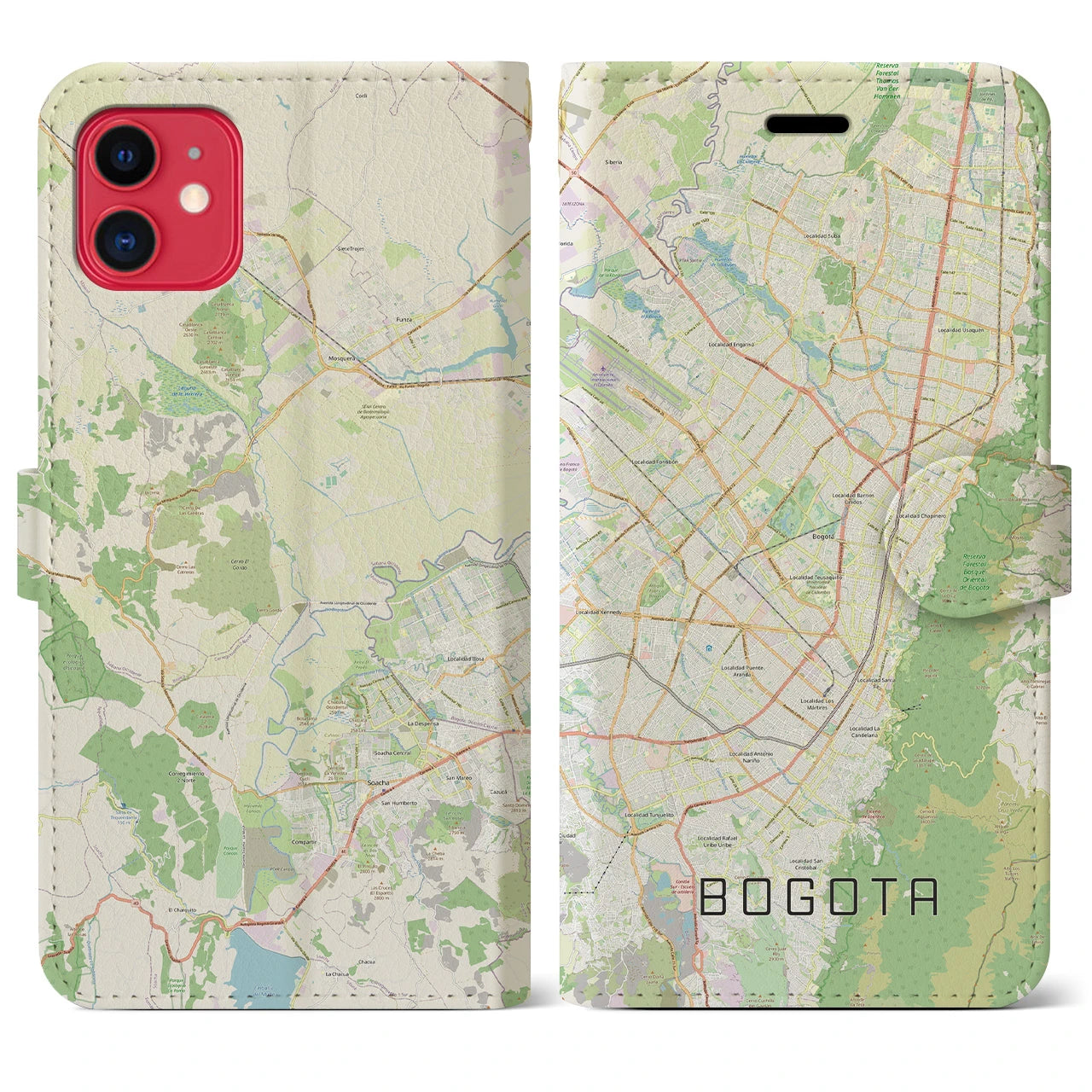 【ボゴタ】地図柄iPhoneケース（手帳両面タイプ・ナチュラル）iPhone 11 用