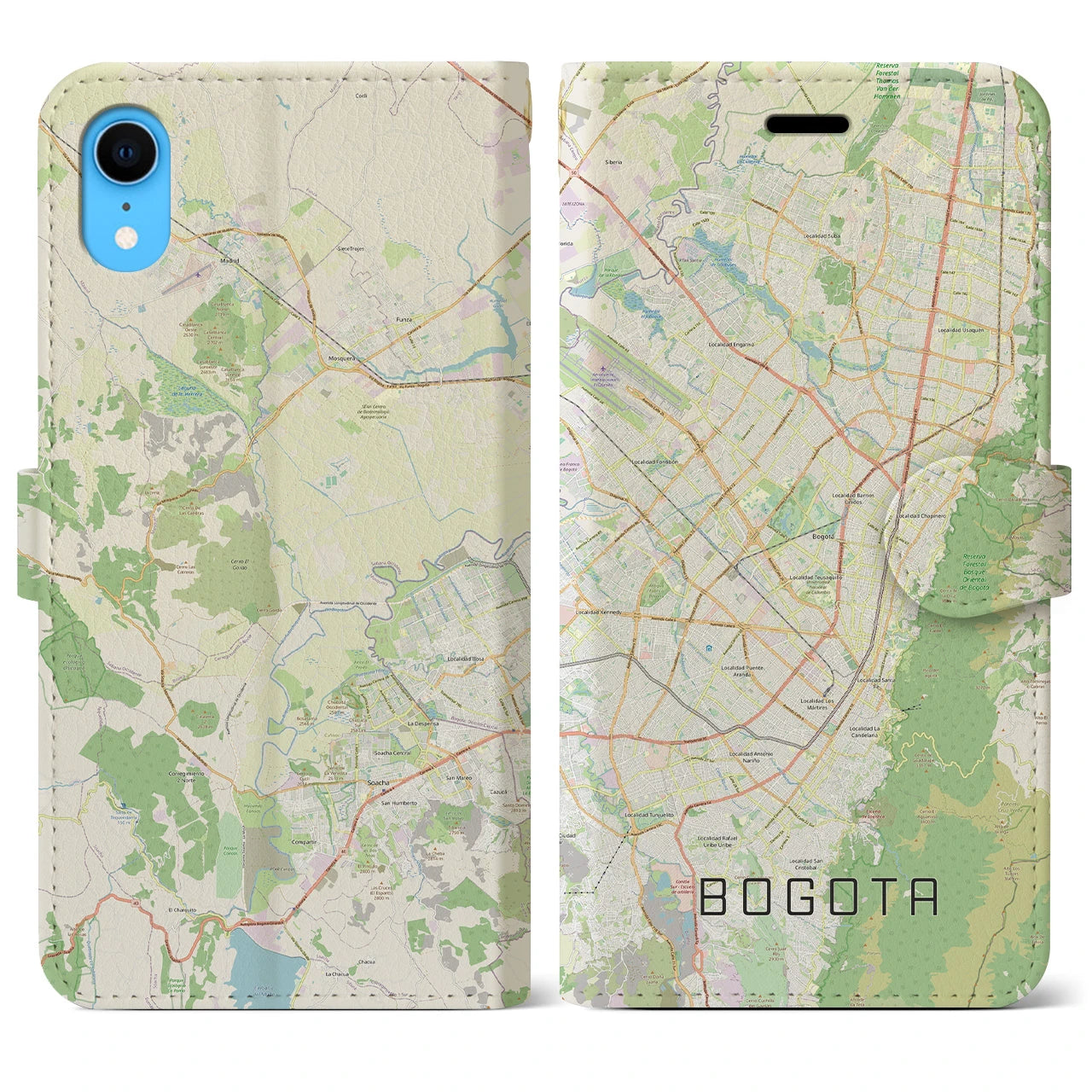 【ボゴタ】地図柄iPhoneケース（手帳両面タイプ・ナチュラル）iPhone XR 用